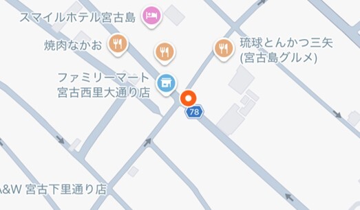 西里通り入口(平良市街地)